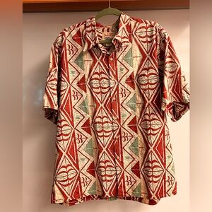 Vintage Reyn Spooner Hawaiian shirt Tribal Polynesian pattern Red Tan XL